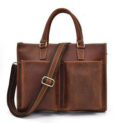 Men Leather Briefcase Bag Vintage Handbag Shoulder Bag For Men - imessengerbags