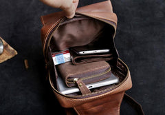 Genuine Leather Mens Cool Chest Bag Sling Bag Crossbody Bag Travel Bag Hiking Bag for men - imessengerbags