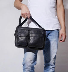 Handmade Genuine Leather Mens Cool Messenger Bag Chest Bag Bike Bag Cycling Bag for men - imessengerbags