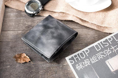 Handmade Leather Mens Cool Slim Leather Wallet Men Small Wallets Bifold for Men - imessengerbags