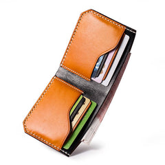 Handmade Mens Cool billfold Leather Wallet Men Small Slim Wallets Bifold for Men - imessengerbags