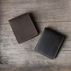 Handmade Leather Mens Cool Slim Leather Wallet Men Small Wallets Bifold for Men - imessengerbags