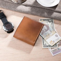 Handmade Leather Mens Cool Slim Leather Wallet Men Small Wallets Bifold for Men - imessengerbags