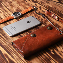 Handmade Mens Cool Leather Chain Wallet Biker Trucker Wallet with Chain for Men - imessengerbags