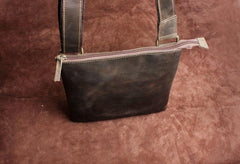 Handmade Leather Mens Cool Messenger Bag Square Bag Chest Bag Bike Bag Cycling Bag for men