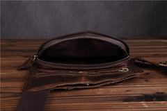 Genuine Leather Mens Cool Chest Bag Sling Bag Crossbody Bag Travel Bag Hiking Bag for men