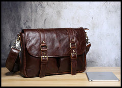 Genuine Leather Mens Cool Messenger Bag Chest Bag Bike Bag Cycling Bag for men - imessengerbags