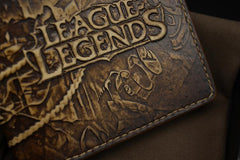 Handmade Leather Tooled League of Legends LOL Jinx Mens billfold Wallet Cool Leather Wallet Slim Wallet for Men - imessengerbags