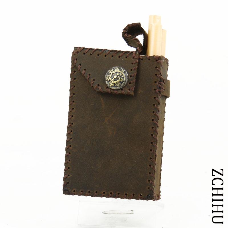 Cool Handmade Leather Mens Vintage Coffee Cigarette Holder Case for Men - imessengerbags