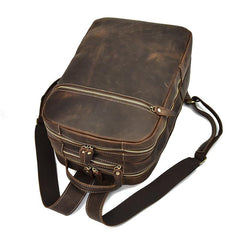 Genuine Leather Mens Cool Backpack Sling Bag Large Black Travel Bag Hiking Bag for men - imessengerbags