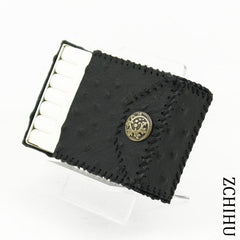 Cool Handmade Leather Mens Black Engraved Cigarette Holder Case for Men - imessengerbags