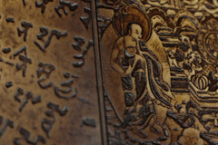 Handmade Leather Tooled Shakya Muni Buddhism Mens Long Wallet Cool Leather Wallet Clutch Wallet for Men - imessengerbags