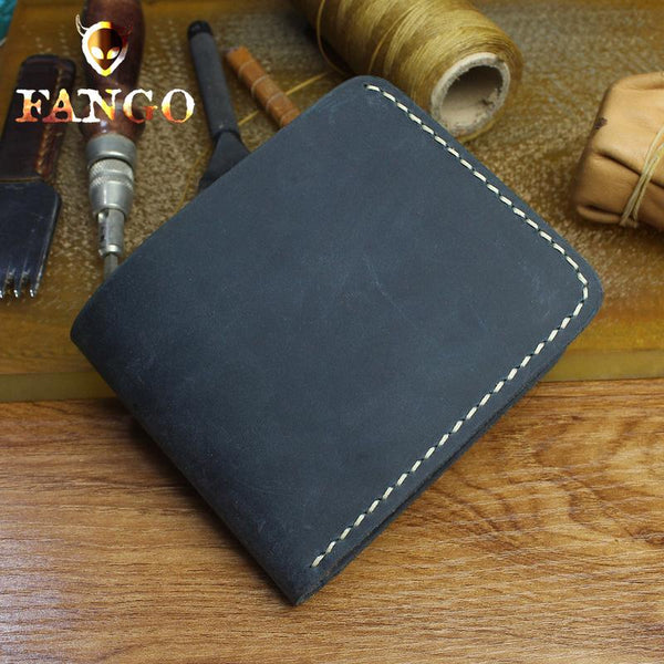 Handmade Leather Mens Cool Slim Leather Wallet Men billfold Wallets Bifold for Men - imessengerbags