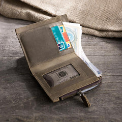 Handmade Leather Mens Cool Slim Leather Wallet Men Small Wallets Bifold for Men - imessengerbags