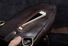 Genuine Leather Mens Cool Chest Bag Sling Bag Crossbody Bag Travel Bag Hiking Bag for men - imessengerbags