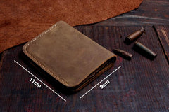 Handmade Leather Mens Cool Slim Leather Wallet Men Small Wallets Bifold for Men - imessengerbags