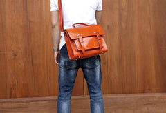 Genuine Leather Mens Cool Messenger Bag Briefcase Satchel Bag Bike Bag Cycling Bag for men