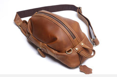 Handmade Leather Mens Cool Chest Bag Sling Bag Crossbody Bag Travel Bag Hiking Bag for men