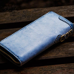 Handmade Leather Mens Chain Biker Wallet Cool Leather Wallet Long Clutch Wallets for Men - imessengerbags