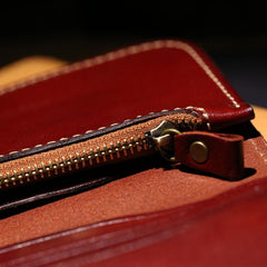 Handmade Leather Mens Cool Travel Long Wallet Card Slim Clutch Wallets for Men - imessengerbags