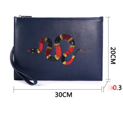 Handmade Leather Mens Clutch Snake Cool Slim Wallet Zipper Clutch Wristlet Wallet for Men - imessengerbags