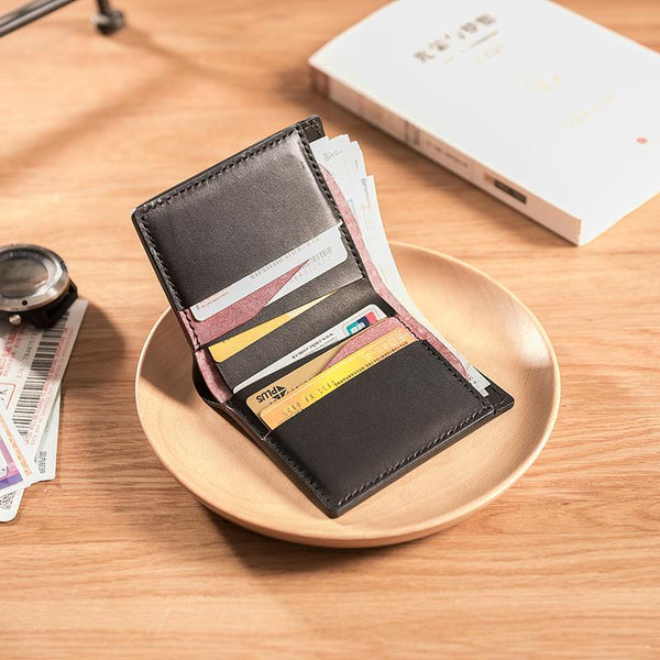 Handmade Leather Mens Cool Slim Leather Wallet Men Small Wallets Bifold for Men - imessengerbags