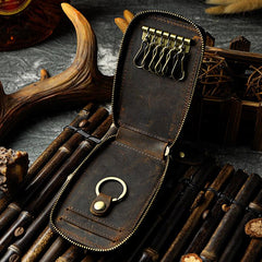 Handmade Leather Mens Cool Key Wallet Car Key Holder Case Card Wallet for Men - imessengerbags