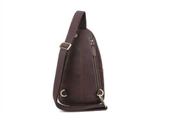Genuine Leather Mens Cool Chest Bag Sling Bag Crossbody Bag Travel Bag Hiking Bag for men - imessengerbags