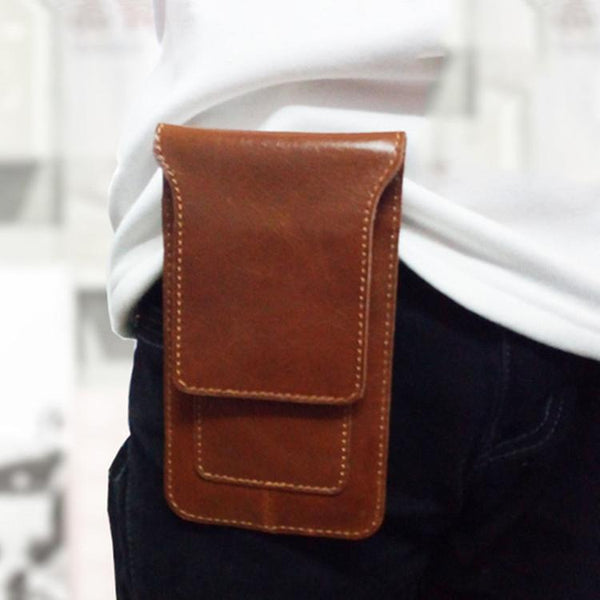 Cool Slim Mens Leather Cell Phone Holsters Belt Pouch Waist Bag for Men - imessengerbags