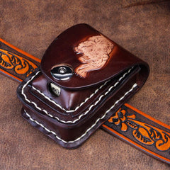 Cool Leather Mens Engraved Tiger Cigarette Holder Cases lighter Holder for Men - imessengerbags
