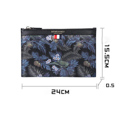 Handmade Leather Mens Clutch Parrots Cool Slim Wallet Zipper Clutch Wristlet Wallet for Men