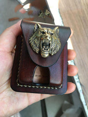Handmade Brown Leather Mens Classic Zippo Lighter Case Zippo Lighter Pouch with Belt Loop For Men - imessengerbags