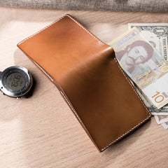 Handmade Leather Mens Cool Slim Leather Wallet Men Small Wallets Bifold for Men - imessengerbags
