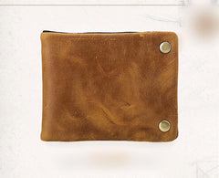 Handmade Leather Mens Cool Slim Leather Wallet Card Wallet Men Small Wallets Bifold for Men - imessengerbags