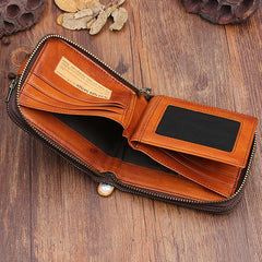 Handmade Mens Cool billfold Leather Wallet Men Small Wallets Bifold for Men - imessengerbags