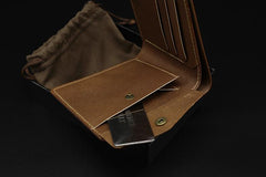 Handmade Leather Tooled World of Warcraft Lich King Mens billfold Wallet Cool Leather Wallet Slim Wallet for Men - imessengerbags