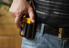 Vintage Leather Mens Skull Cool Cigarette Holder Case with lighter Holder for Men - imessengerbags