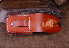 Cool Leather Mens Engraved Tiger Cigarette Holder Cases lighter Holder for Men - imessengerbags