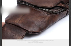 Handmade Genuine Leather Mens Cool Chest Bag Sling Bag Crossbody Bag Travel Bag Hiking Bag for men - imessengerbags