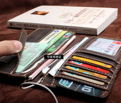 Handmade Leather Mens Wallet Cool Long Leather Wallet Clutch Wristlet Wallet for Men - imessengerbags