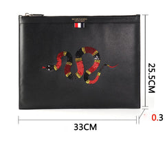 Handmade Leather Mens Clutch Snake Cool Slim Wallet Zipper Clutch Wristlet Wallet for Men - imessengerbags