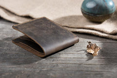 Handmade Leather Mens Cool Slim Leather Wallet Men Small Wallets Bifold for Men - imessengerbags