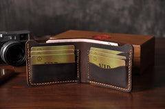 Handmade Leather Mens Cool Slim Leather Wallet Men Small Wallets Bifold for Men - imessengerbags