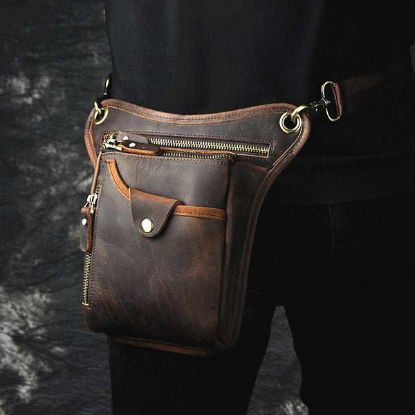 Leather Belt Pouch Mens Cases Waist Bag Hip Pack Belt Bag Fanny Pack Bumbag for Men - imessengerbags