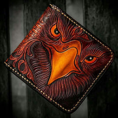 Handmade Leather Eagle Tooled Mens billfold Wallet Cool Leather Wallet Slim Wallet for Men - imessengerbags
