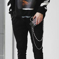 Stylish Men's Womens Double Bead Stainless Steel Pants Chain Biker Wallet Chain For Men