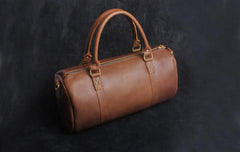 Genuine Leather Mens Bucket Bag Cool Weekender Bag Travel Bag Duffle Bags Overnight Bag Holdall Bag for men - imessengerbags