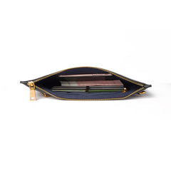 Handmade Leather Mens Clutch Cool Slim Lion Wallet Zipper Clutch Wristlet Wallet for Men