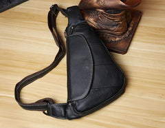 Genuine Leather Mens Cool Chest Bag Sling Bag Crossbody Bag Travel Bag Hiking Bag for men - imessengerbags