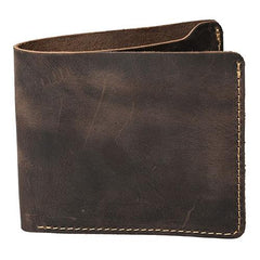 Handmade Leather Mens Cool Slim Leather Wallet Men Small Wallets Bifold for Men - imessengerbags